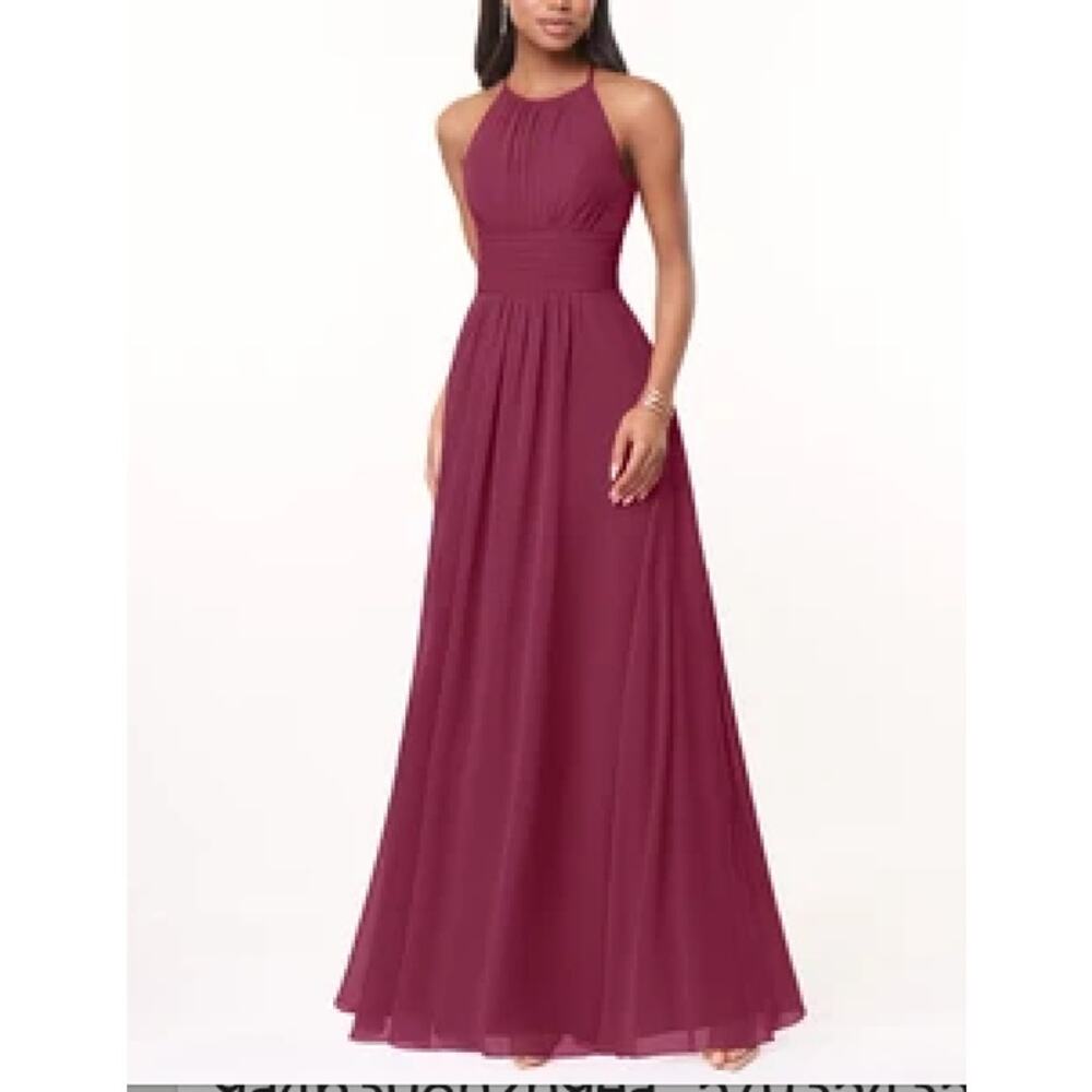 Azazie Bonnie A-Line Chiffon Dress Gown Women A10 Ruched Prom Formal Wedding
